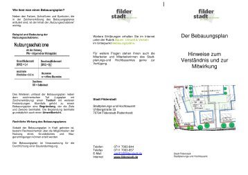 Faltblatt Bebauungsplan - Stadt Filderstadt