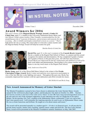 December 2006 - The Minstrel Foundation for Music and Arts ...