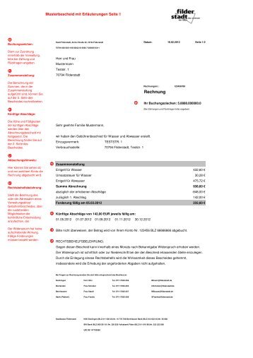 Musterbescheid mit Erläuterungen - Stadt Filderstadt