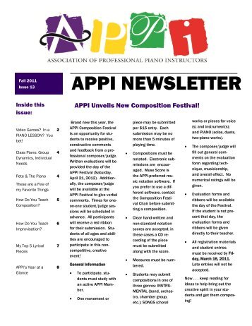 Issue 13 - APPI - Association of Professional Piano Instructors