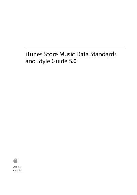 iTunes Store Music Data Standards and Style Guide 5.0