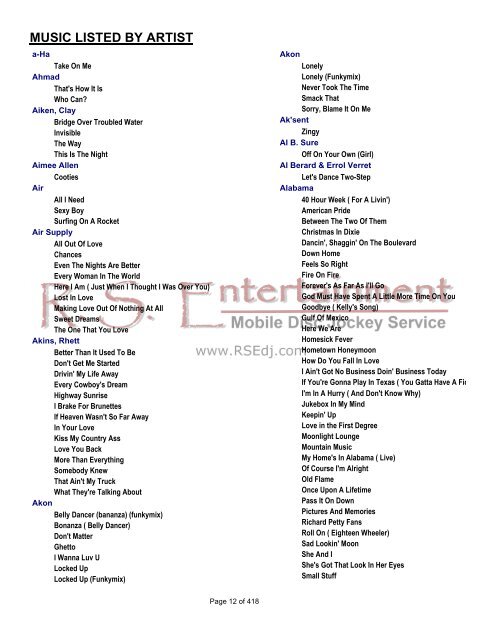 MUSIC LISTED BY ARTIST - Home.gci.net