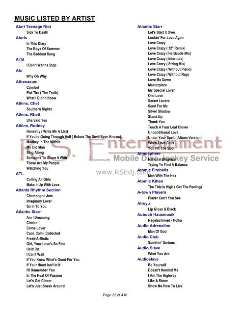 MUSIC LISTED BY ARTIST - Home.gci.net