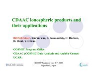 CDAAC ionospheric products and their applications