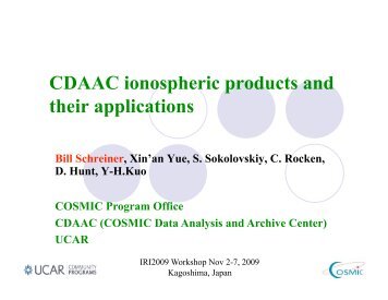 CDAAC ionospheric products and their applications