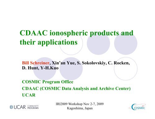 CDAAC ionospheric products and their applications