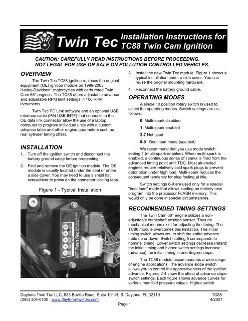TC88 Installation Instructions - Daytona Twin Tec | Twintec Ignition System Wiring Diagram | | Yumpu