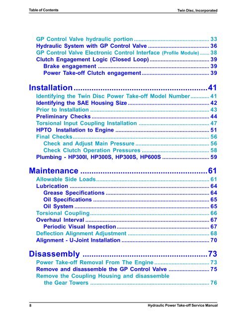 Twin Disc HP 300, 600 service manual - Morbark