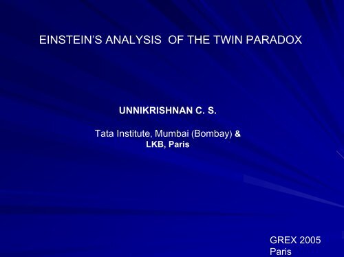 EINSTEIN'S ANALYSIS OF THE TWIN PARADOX