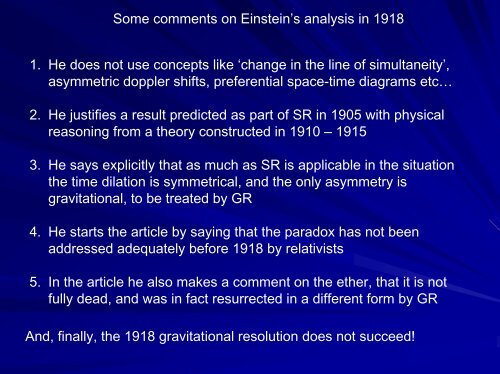 EINSTEIN'S ANALYSIS OF THE TWIN PARADOX