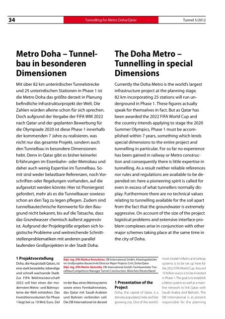 Metro Doha – Tunnel- bau in besonderen Dimensionen The Doha ...