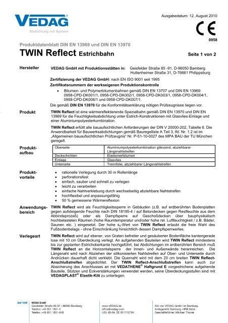 TWIN Reflect Estrichbahn - Vedag