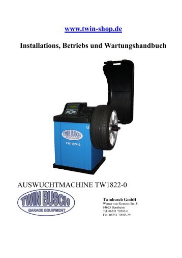 Reifenwuchtmaschine - Twin Busch GmbH