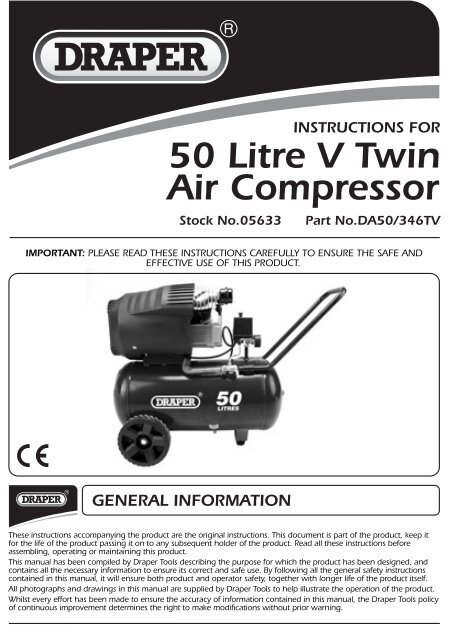 50 Litre V Twin Air Compressor Dr Tools 50 Litre V Twin Air Compressor Dr