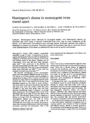 Huntington's disease in monozygotic twins - Journal of Medical ...