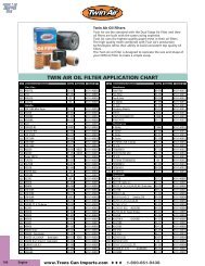 TWIN AIR OIL FILTER APPLICATION CHART - Trans Can Imports