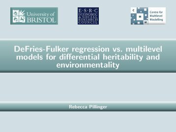 DeFries-Fulker regression vs. multilevel models for ... - bristol.ac.uk