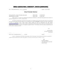 Short Tender Notice - Birsa Agricultural University