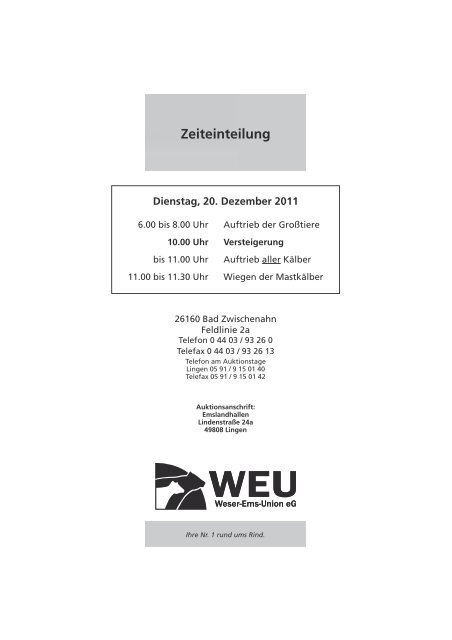 Zeiteinteilung - Weser Ems Union