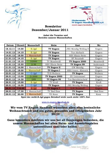 Newsletter Dezember/Januar 2011 - TV Engers