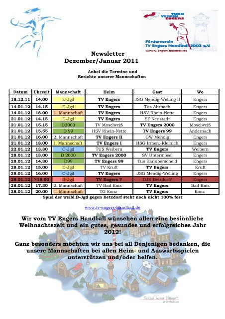 Newsletter Dezember/Januar 2011 - TV Engers