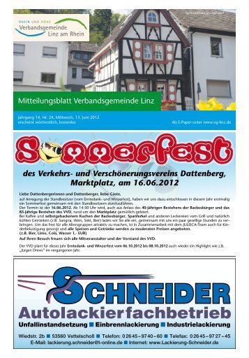 Ausgabe Nr. 24 vom 13.06.2012 - Verbandsgemeinde Linz am Rhein