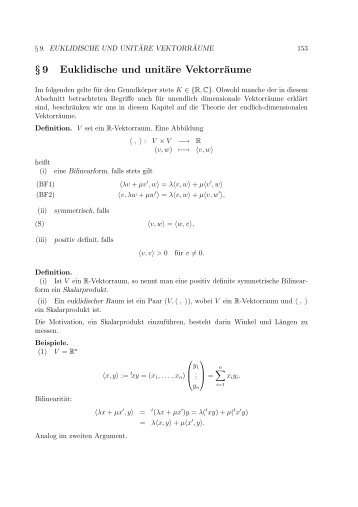 § 9 Euklidische und unitäre Vektorräume