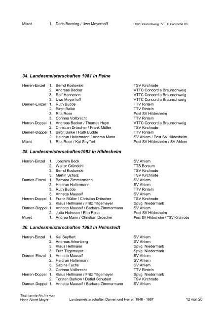 1. Landesmeisterschaften 1948 in Lüneburg - Tischtennis-Archiv ...