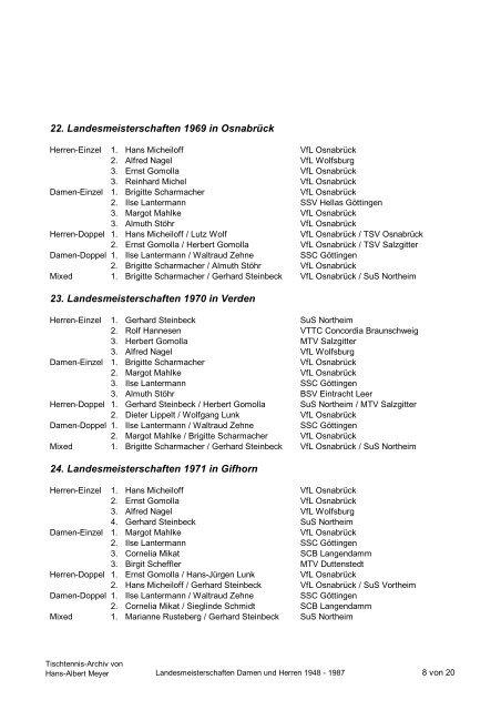 1. Landesmeisterschaften 1948 in Lüneburg - Tischtennis-Archiv ...