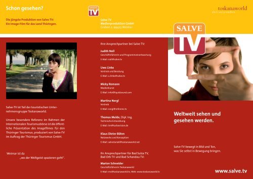 Weltweit sehen und gesehen werden. www.salve.tv Schon gesehen?