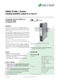 SINEAX TV 808, 1 channel Isolating Amplifier ... - Camille Bauer AG