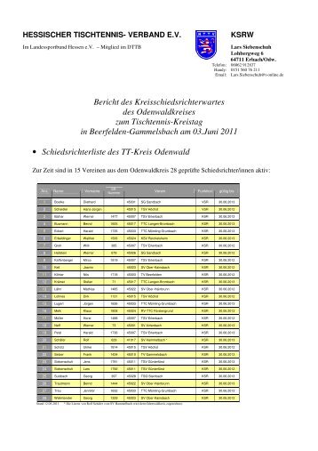 Bericht des Kreisschiedsrichterwartes des Odenwaldkreises zum ...