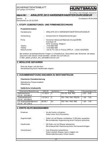 Sicherheitsdatenblatt Araldite® 2013 Härter