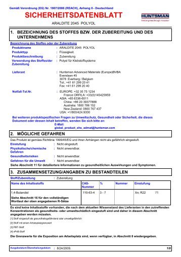 0043 ARALDITE 2045 POLYOL (German (DE)) ADMAT SDS Europe ...