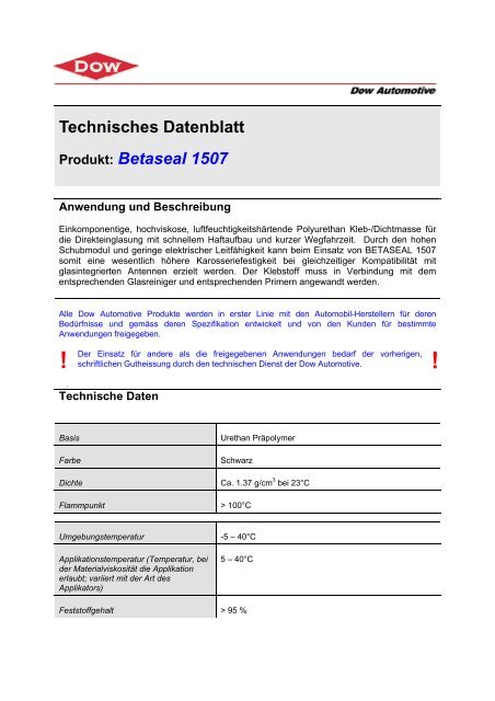 Technisches Datenblatt Produkt: Betaseal 1507