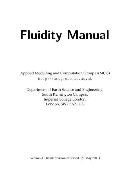 Chapter 8 Configuring Fluidity - The Applied Modelling and ...