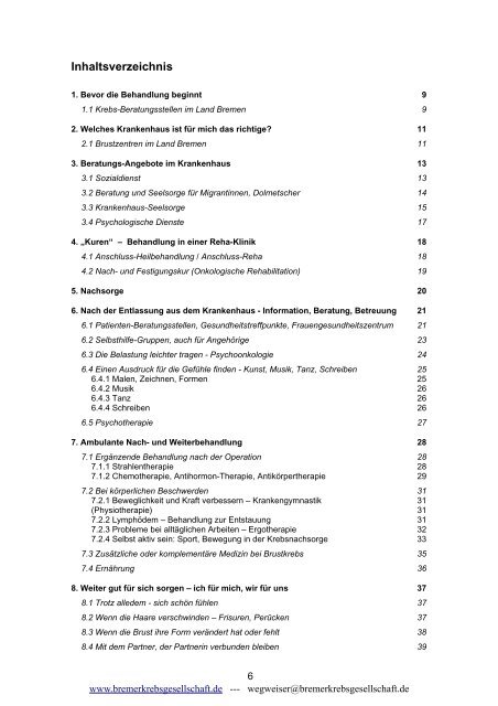 Wegweiser Brustkrebs (PDF: 1.7 MB) - Bremen
