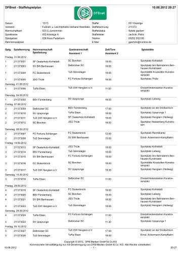 DFBnet - Staffelspielplan 10.08.2012 20:27