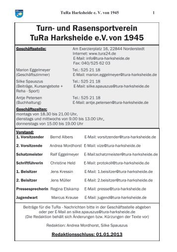 TuRa - Nachrichten - Sportverein TuRa Harksheide e.V.