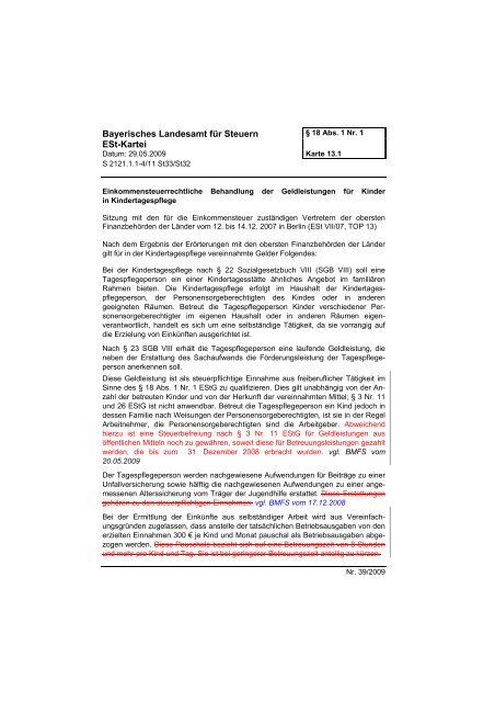 ESt-Kartei Karte 13.1 zu § 18 Abs. 1