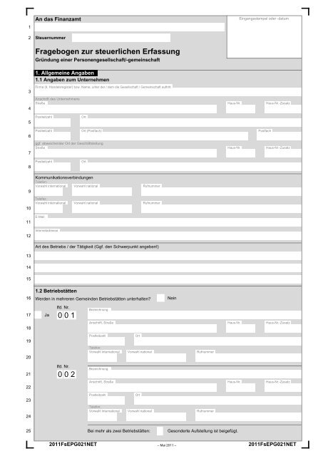 Grundung Einer Personengesellschaft Finanzamt