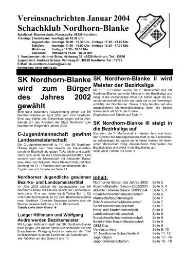 Chronik 2004 - Schachklub Nordhorn-Blanke von 1955 e.V.