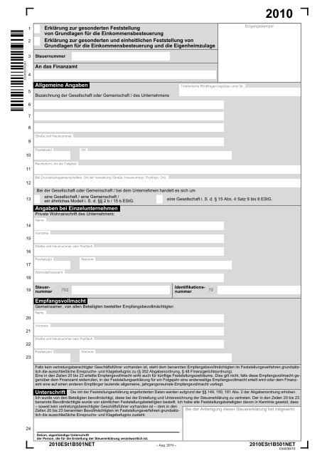 Feststellung von Grundlagen - Finanzamt