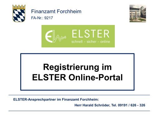 Registrierung im ELSTER Online-Portal - Finanzämter in Bayern