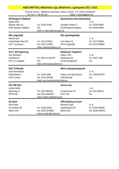 Ligenspielpläne 2011/12