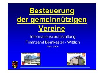 Besteuerung der gemeinnützigen Vereine - Das Finanzamt Wittlich