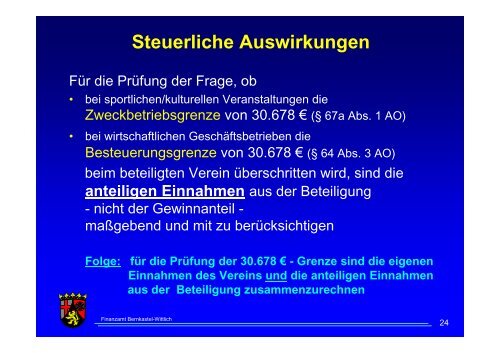 Besteuerung der gemeinnützigen Vereine - Das Finanzamt Wittlich