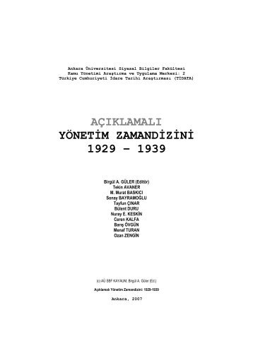 açıklamalı yönetim zamandizini 1929 - kayaum - Ankara Üniversitesi