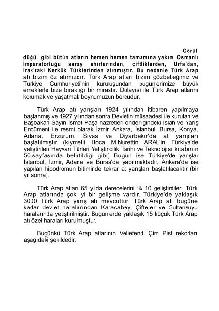 TÜRK AT IRKLARI - Anadolu Atçılığını Geliştirme Komitesi