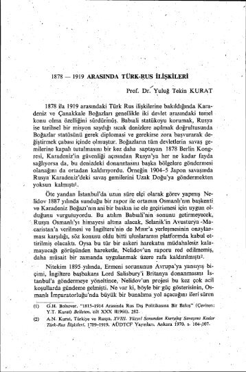 Prof. Dr. Yuluğ Tekin KURAT 1878iJa 1919arasındaki Türk Rus ...